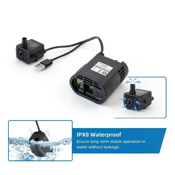 DC 5V USB Water Pump DaToo Mini Submersible Aquarium Pump 190L/H-3