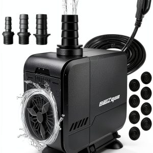 320GPH Submersible Water Pump BaoZqua Quiet 15W Pump with 3 Nozzles-0