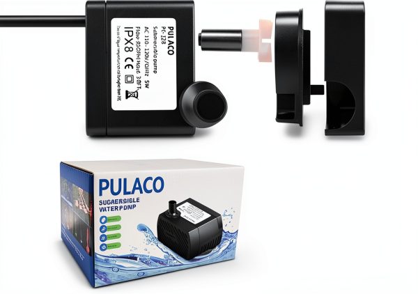 PULACO 2Pcs Mini Fountain Pump (50GPH 3W), Ultra Quiet Submersible Water Pump for Aquarium, Small Fish Tank, Pet Water Fountain, Tabletop Fountains, Water gardens and Hydroponic Systems-2