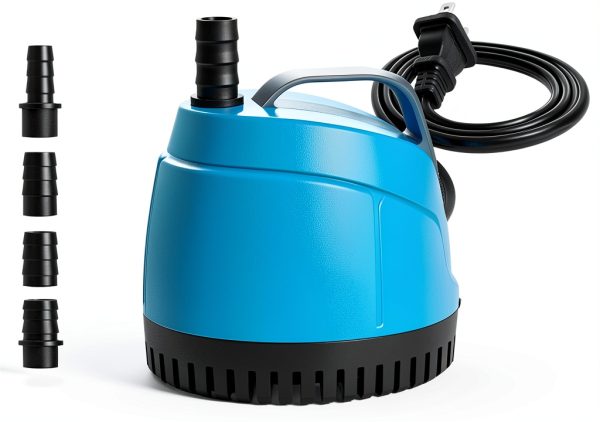 450GPH Quiet Submersible Pump WUCIOOO 1700L/H 6.5ft Lift 3 Nozzles-0