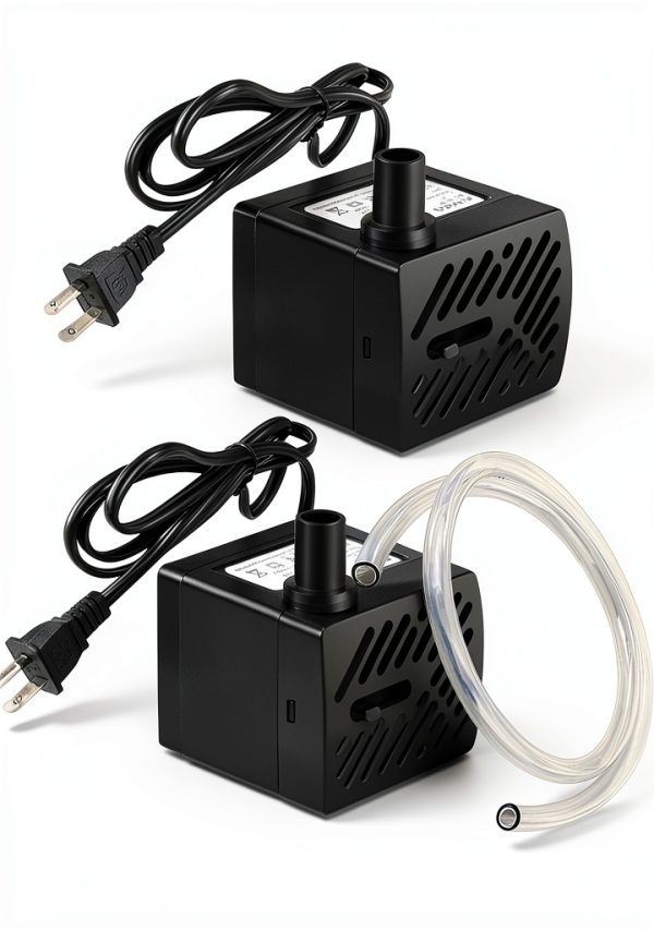 PULACO 2Pcs Mini Fountain Pump (50GPH 3W), Ultra Quiet Submersible Water Pump for Aquarium, Small Fish Tank, Pet Water Fountain, Tabletop Fountains, Water gardens and Hydroponic Systems-0